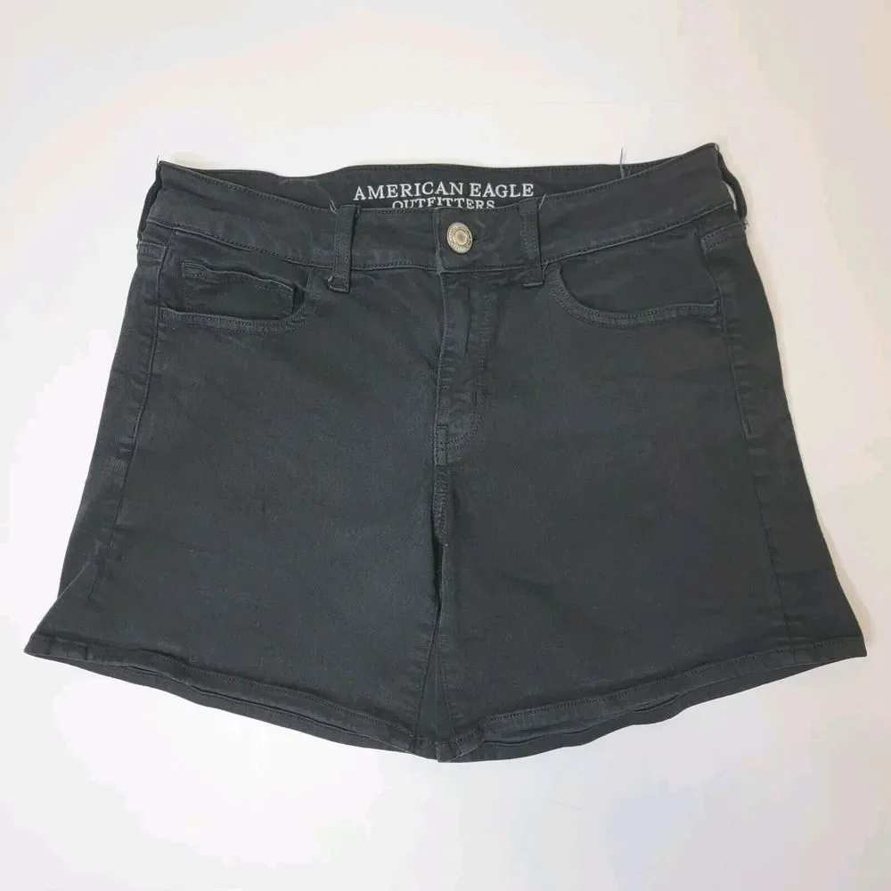 American Eagle Womens Super Stretch Black Shorts Size 8 - Picture 1 of 7